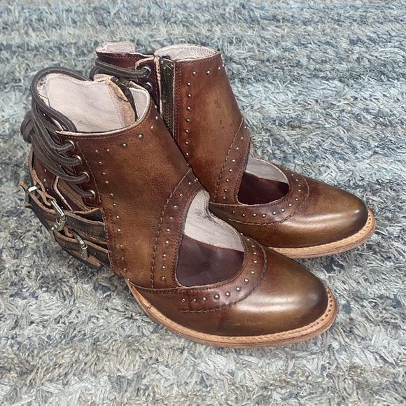Nwob Freebird Desert Brown Leather upper Ankle Booties sz 8 - Picture 3 of 13